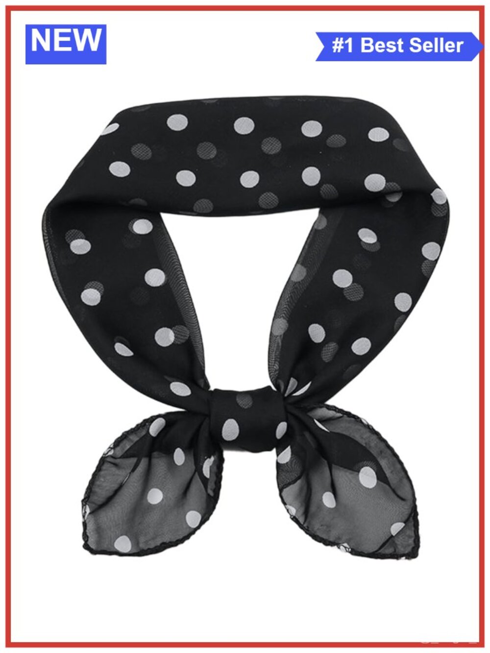Chiffon Silk Polka Dot Square Scarf Headscarf Wrap 25.5in